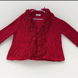 Cato Red Sheared Blouse Size XL Long Sleeve V-Neck